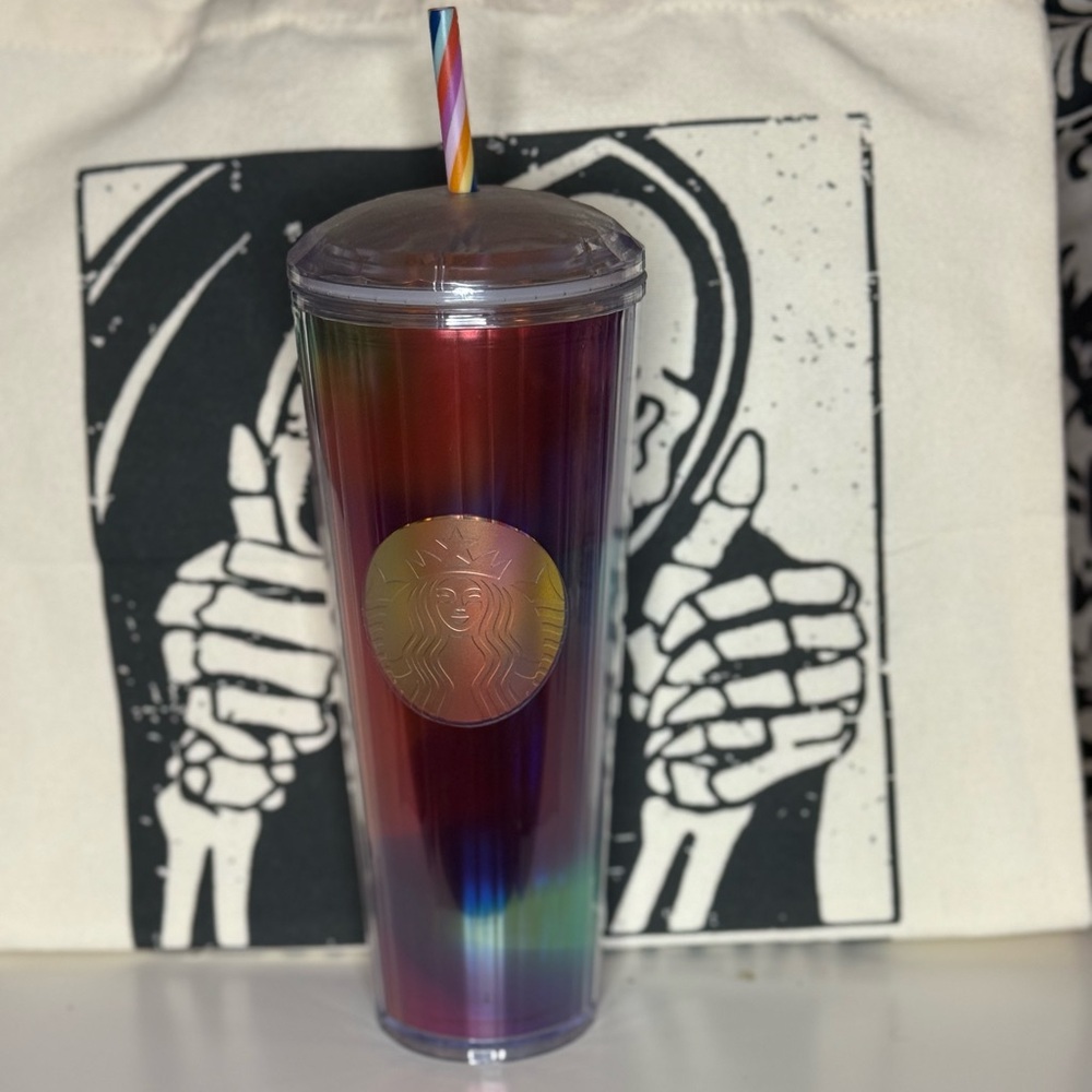 Starbucks Rainbow Multicolor Tumbler with Lid and Straw